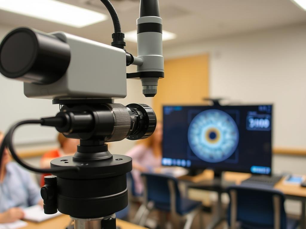 Equipo especializado en una Escuela de iridología