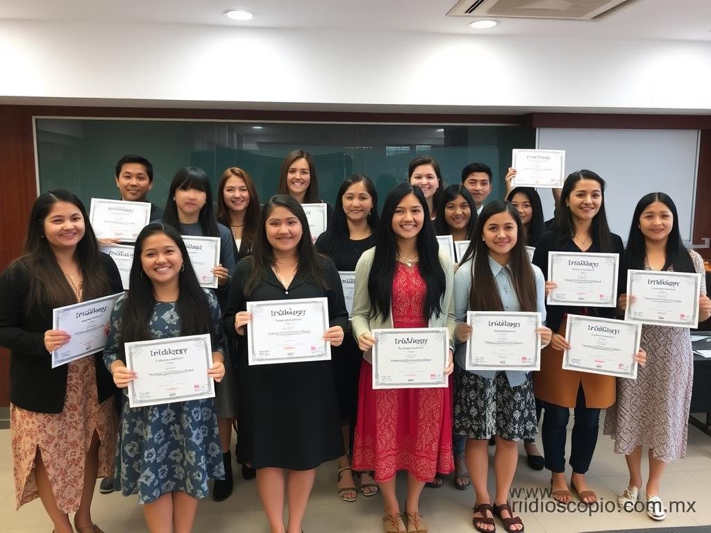 Estudiantes beneficiados con becas para estudiar iridología