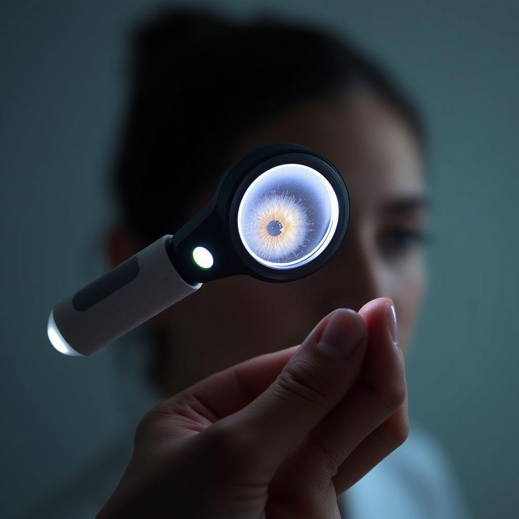 Lupa de iridología con iluminación LED para exámenes preliminares