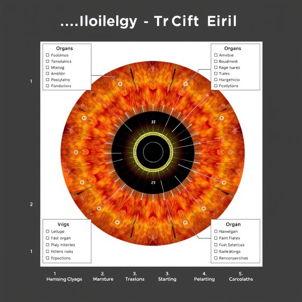 Mapa iridológico mostrando las diferentes zonas del iris