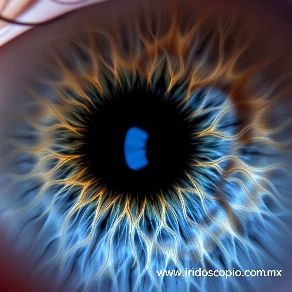 Análisis iridológico mostrando signos del sistema nervioso periférico Análisis iridológico mostrando signos del sistema nervioso periférico