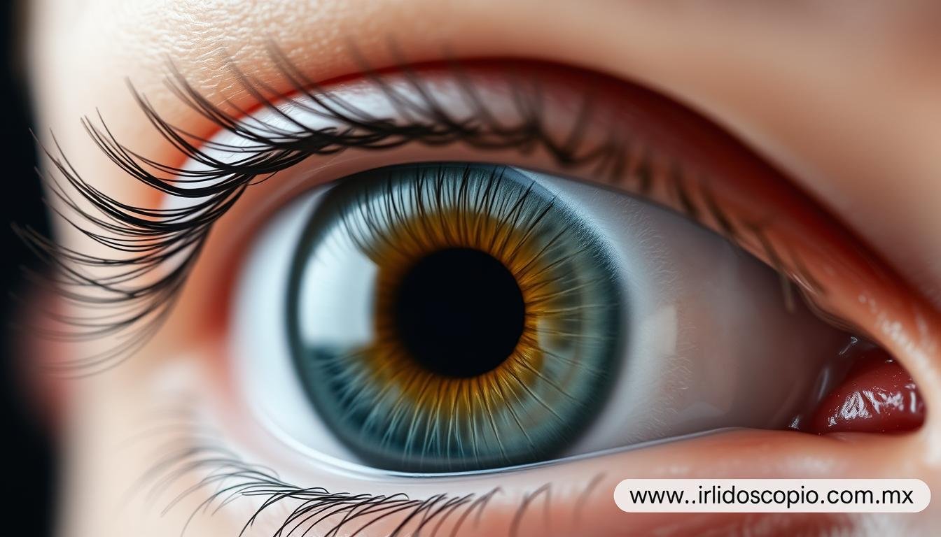 Anillo de colesterol visible en el iris mediante iridoscopio MAIKONG