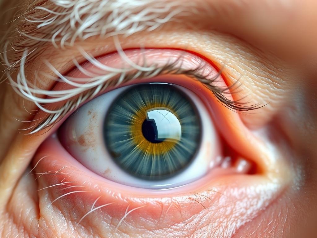 Arco Senil visible en el borde de la córnea como un anillo blanquecino