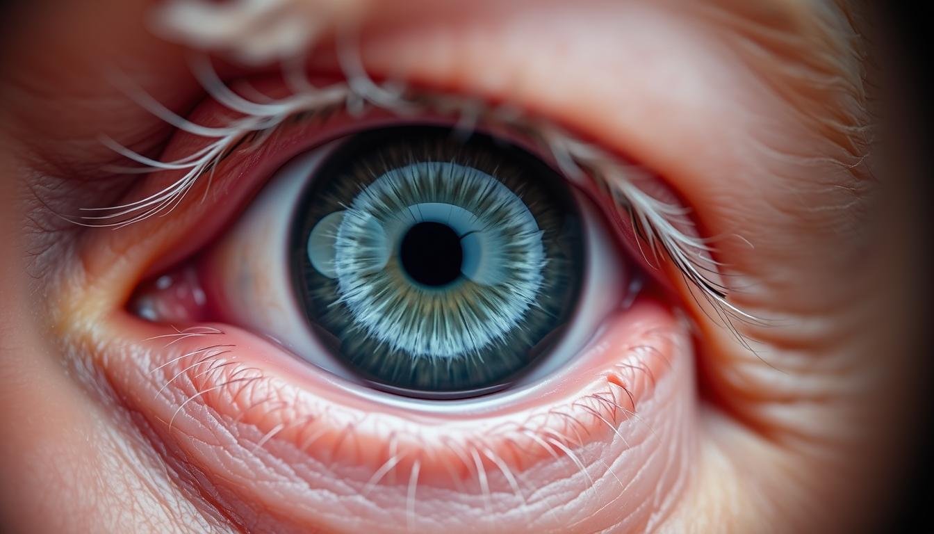 Arco Senil visible en el ojo humano visto a través de un iridoscopio