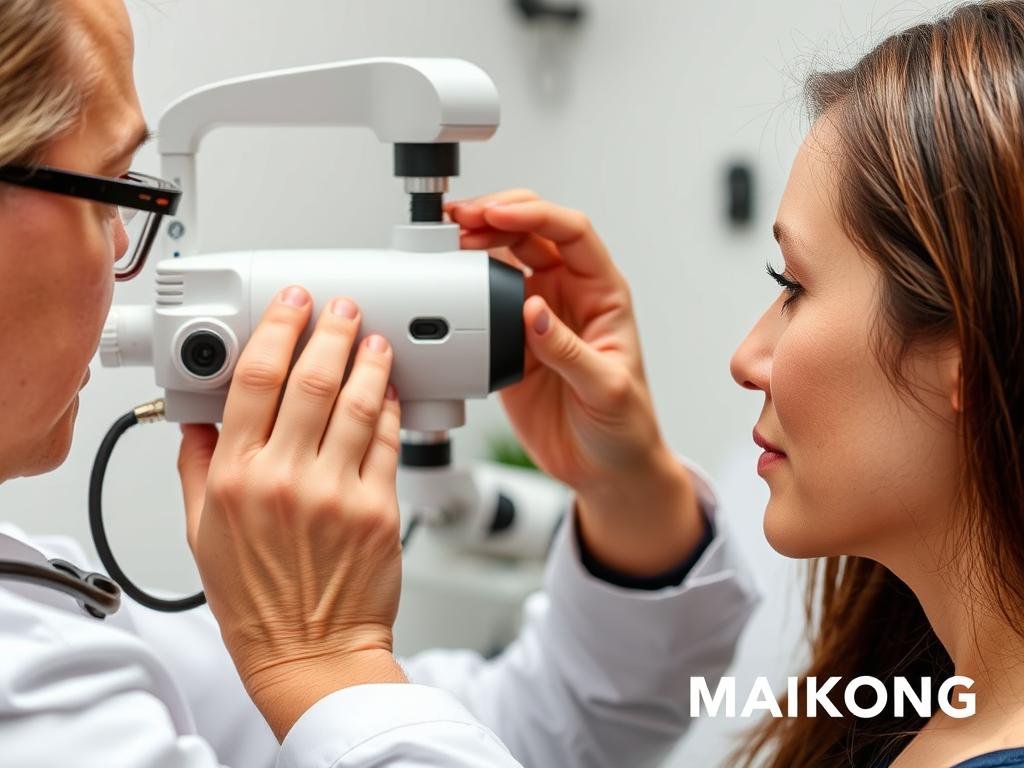 Cámara de Iridología MAIKONG en uso clínico