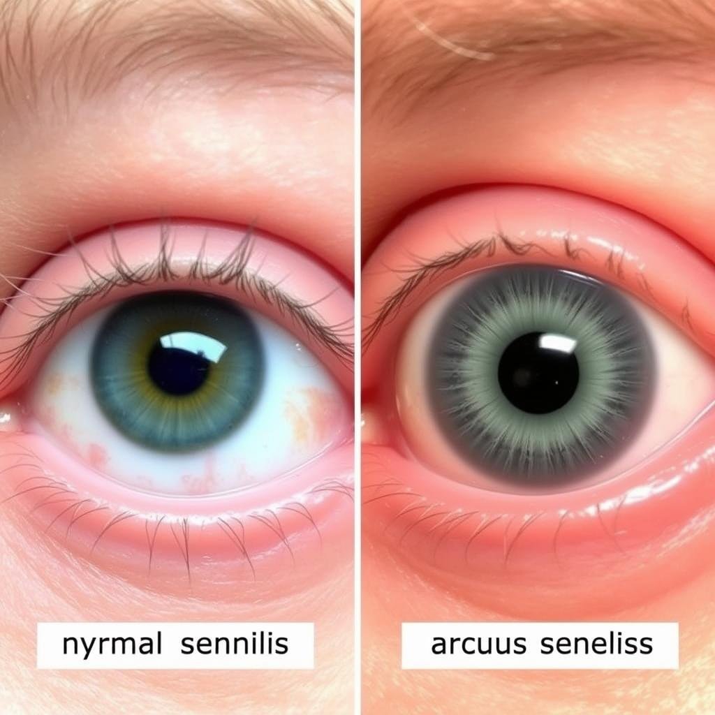 Comparación entre ojo normal y ojo con Arco Senil Comparación entre ojo normal y ojo con Arco Senil