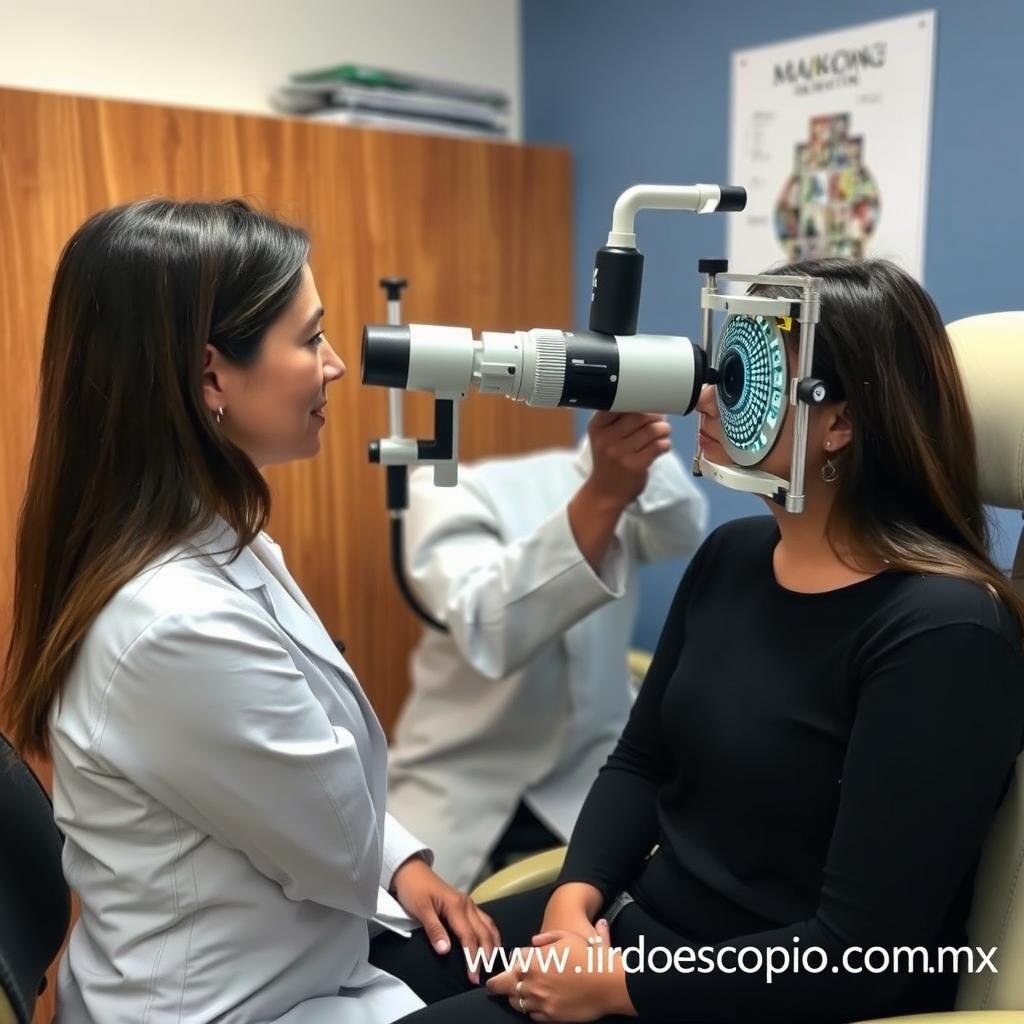 Consulta de medicina alternativa utilizando iridología