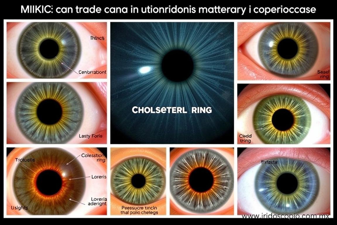 Diferentes signos iridológicos detectables con equipo MAIKONG