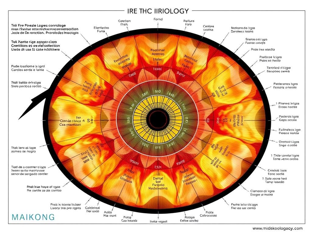 Mapa de iridología mostrando las zonas del iris y para que me sirve la iridología en diagnóstico