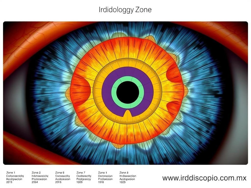 Mapa iridológico utilizado por un iriologo profesional Mapa iridológico utilizado por un iriologo profesional