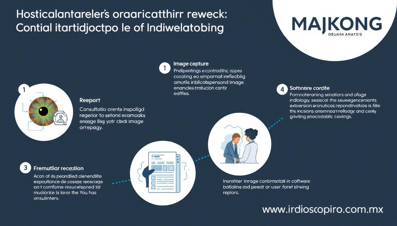Proceso paso a paso del análisis de iridología computarizada MAIKONG