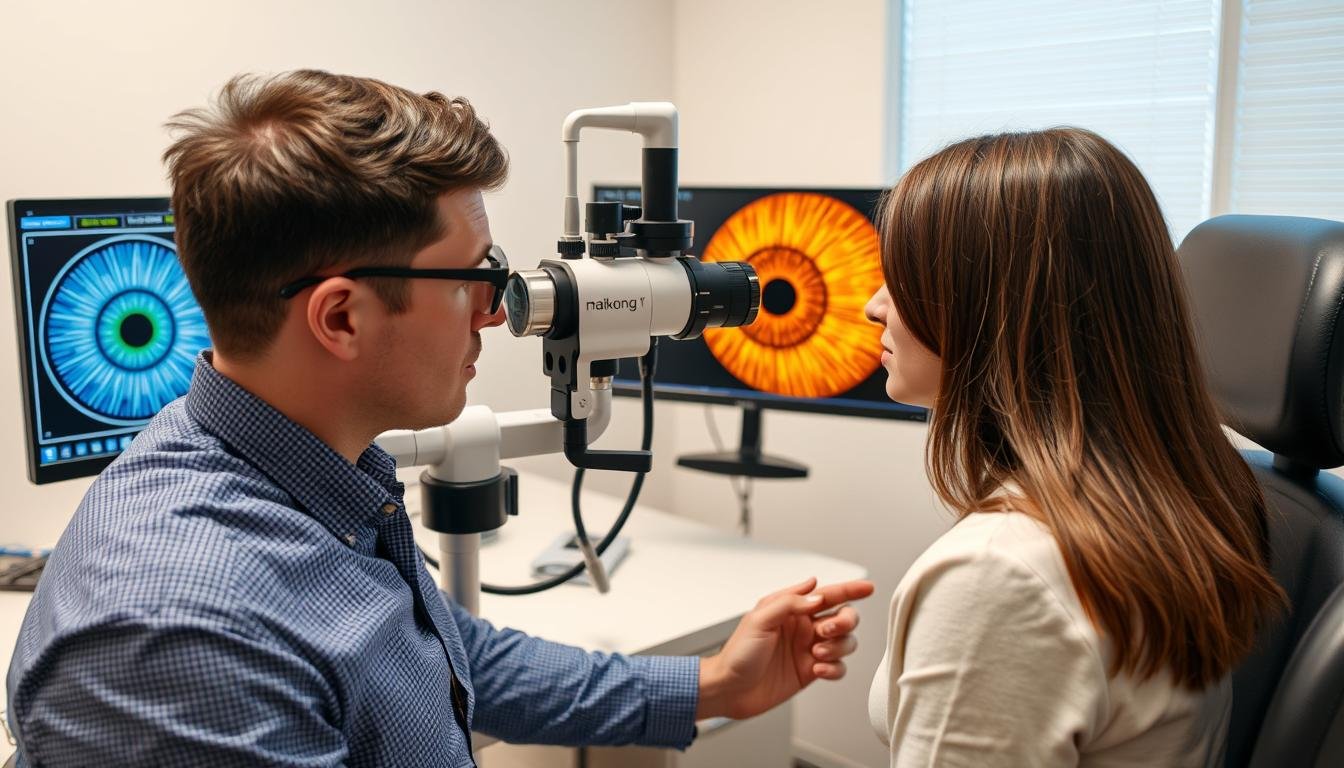 Profesional utilizando equipo iriologo MAIKONG en consulta Profesional utilizando equipo iriologo MAIKONG en consulta