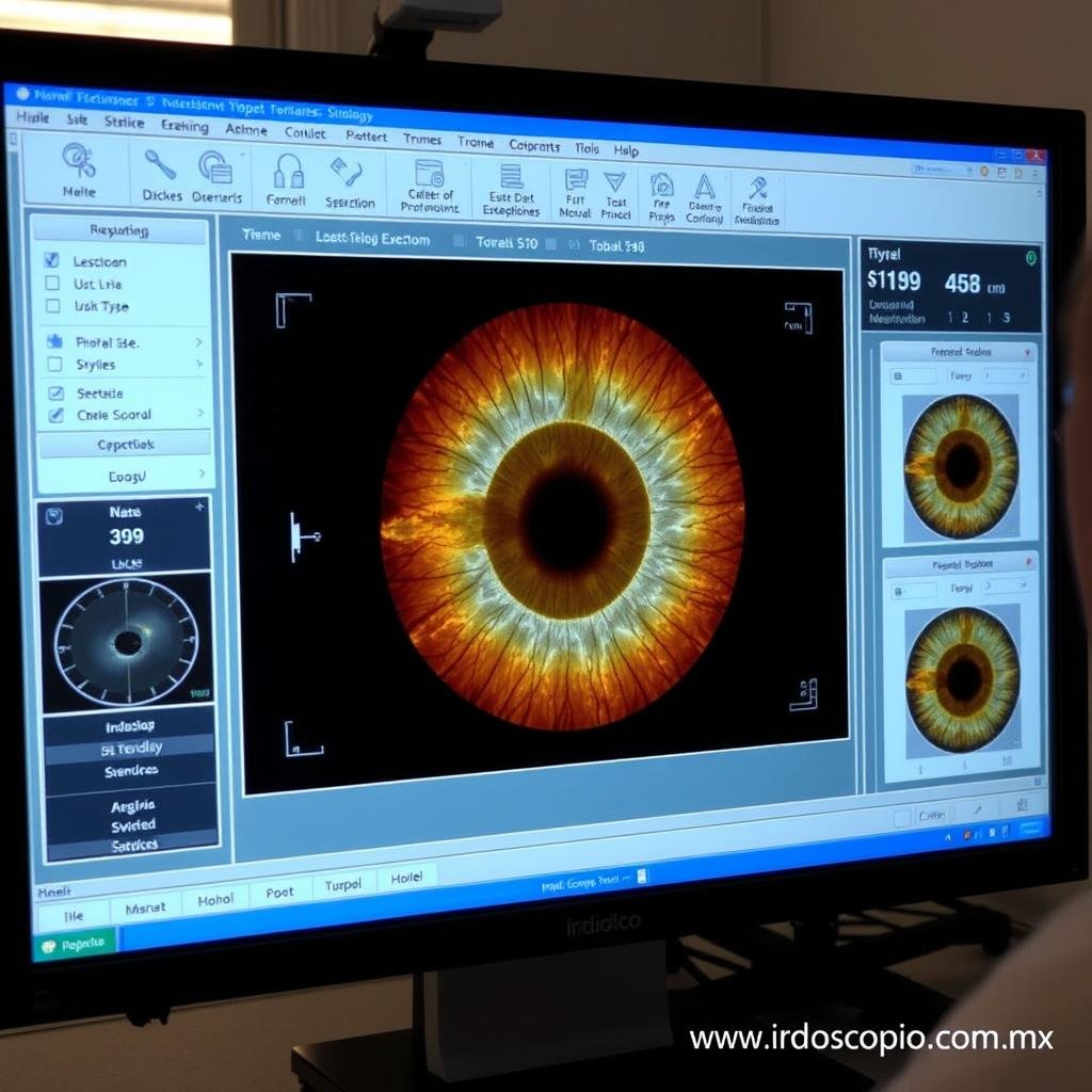 Software de análisis iridológico mostrando el estroma del iris
